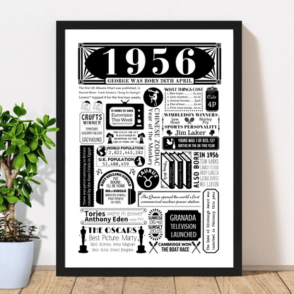 Personalised 70th Birthday Poster | Retro 1956 Fact Print - The Word Shack