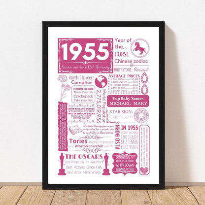 Personalised 70th Birthday Print - Elegant 1955 Design - The Word Shack