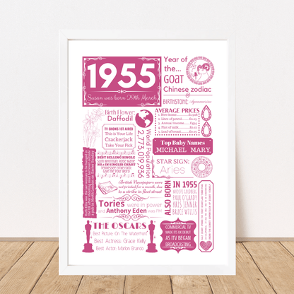 Personalised 70th Birthday Print - Elegant 1955 Design - The Word Shack
