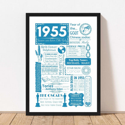 Personalised 70th Birthday Print - Elegant 1955 Design - The Word Shack