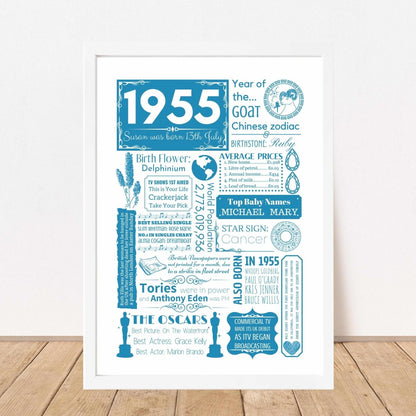 Personalised 70th Birthday Print - Elegant 1955 Design - The Word Shack