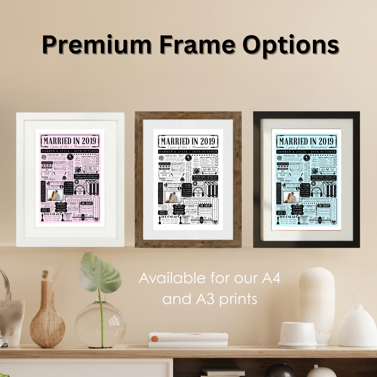 Personalised 7th Wool Anniversary Print | Married in 2019 Gift with Photo - The Word Shack