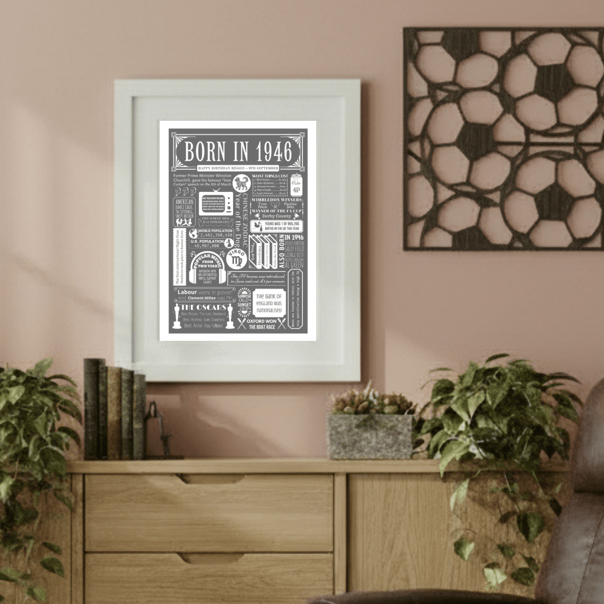 Personalised 80th Birthday Print | 1946 Custom colour Background - The Word Shack