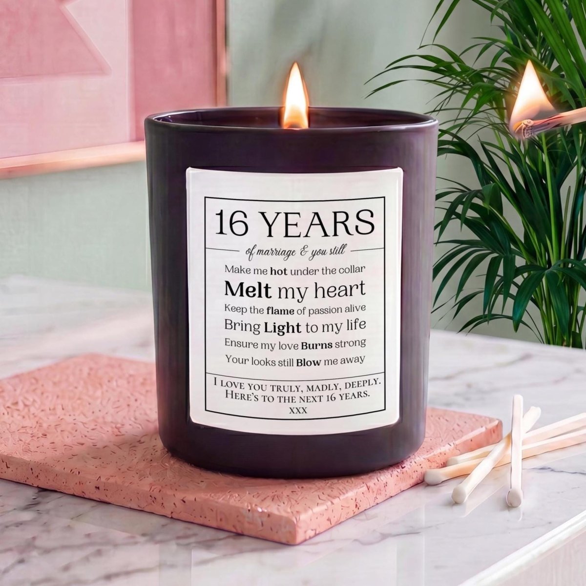 Personalised Anniversary Candle Years Married Gift Hot Under The Collar - The Word Shack