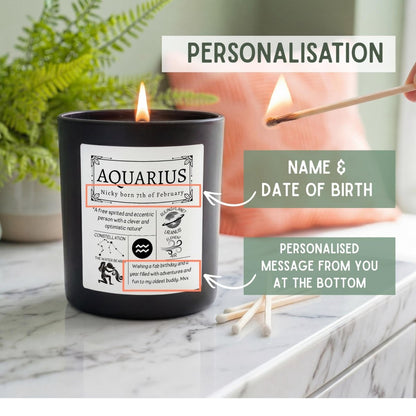 Personalised Aquarius Star Sign Candle - The Word Shack