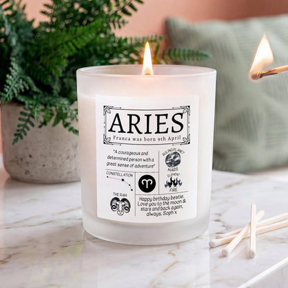 Personalised Aries Star Sign Candle - The Word Shack