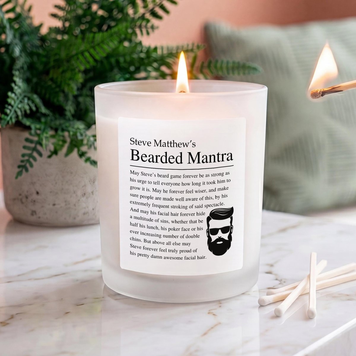 Personalised Bearded Man Candle Funny Gift For A Man With A Beard - The Word Shack