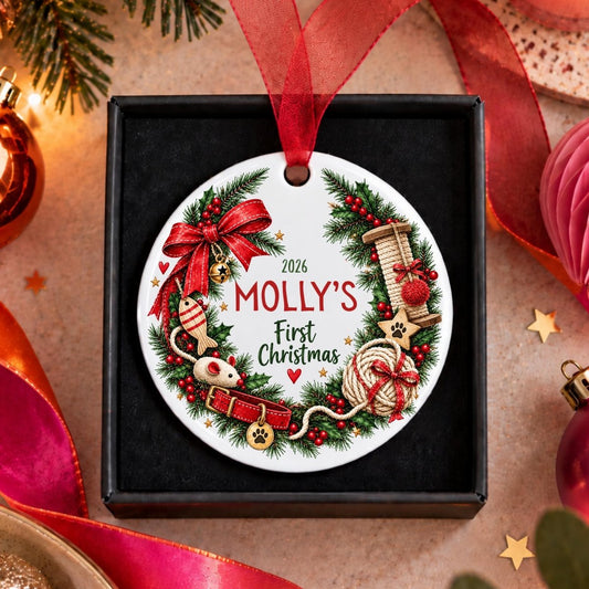 Personalised Cat's First Christmas Bauble - The Word Shack