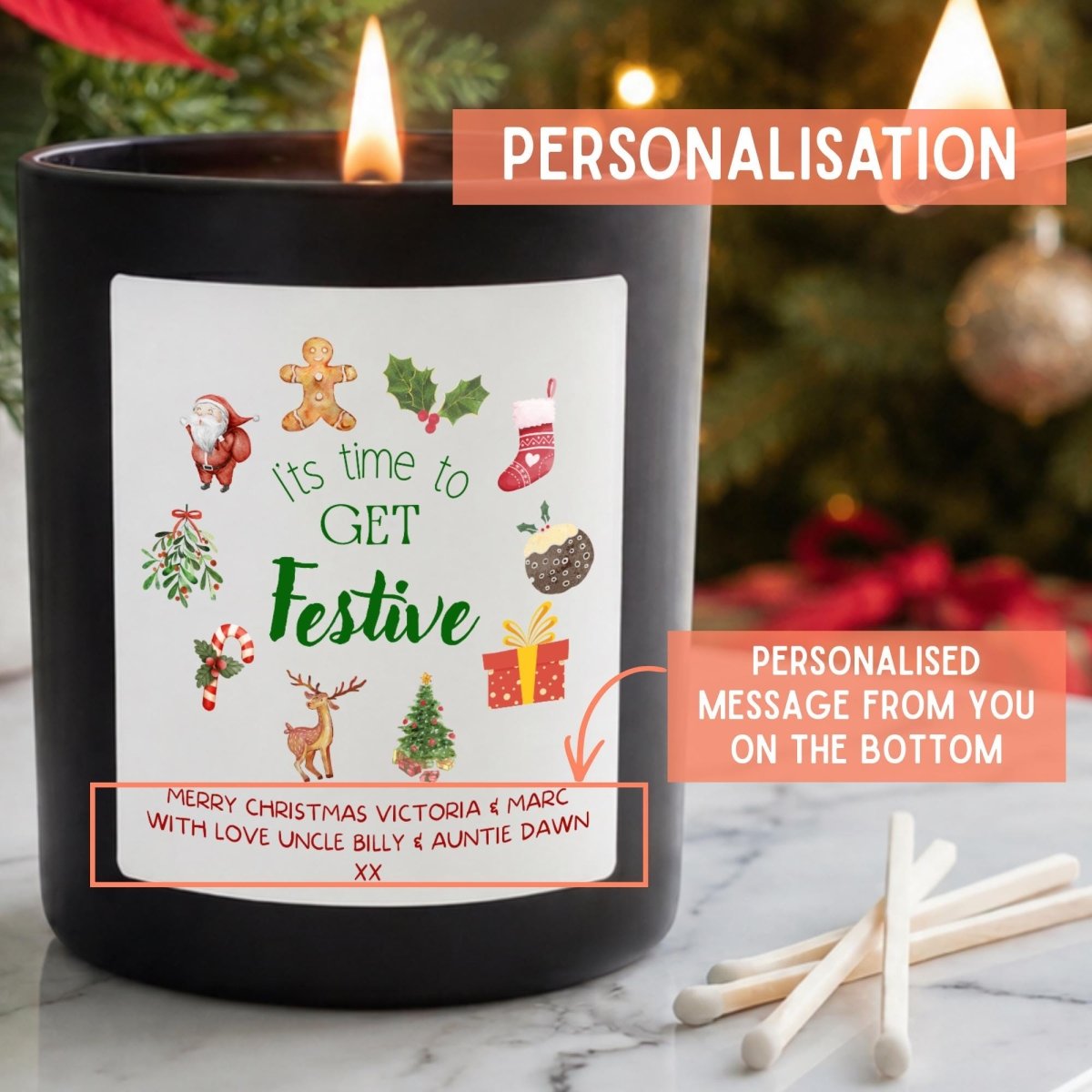 Personalised Christmas Candle, Festive Gift for Friends & Family - The Word Shack