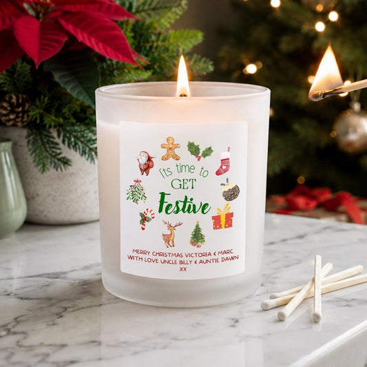 Personalised Christmas Candle, Festive Gift for Friends & Family - The Word Shack