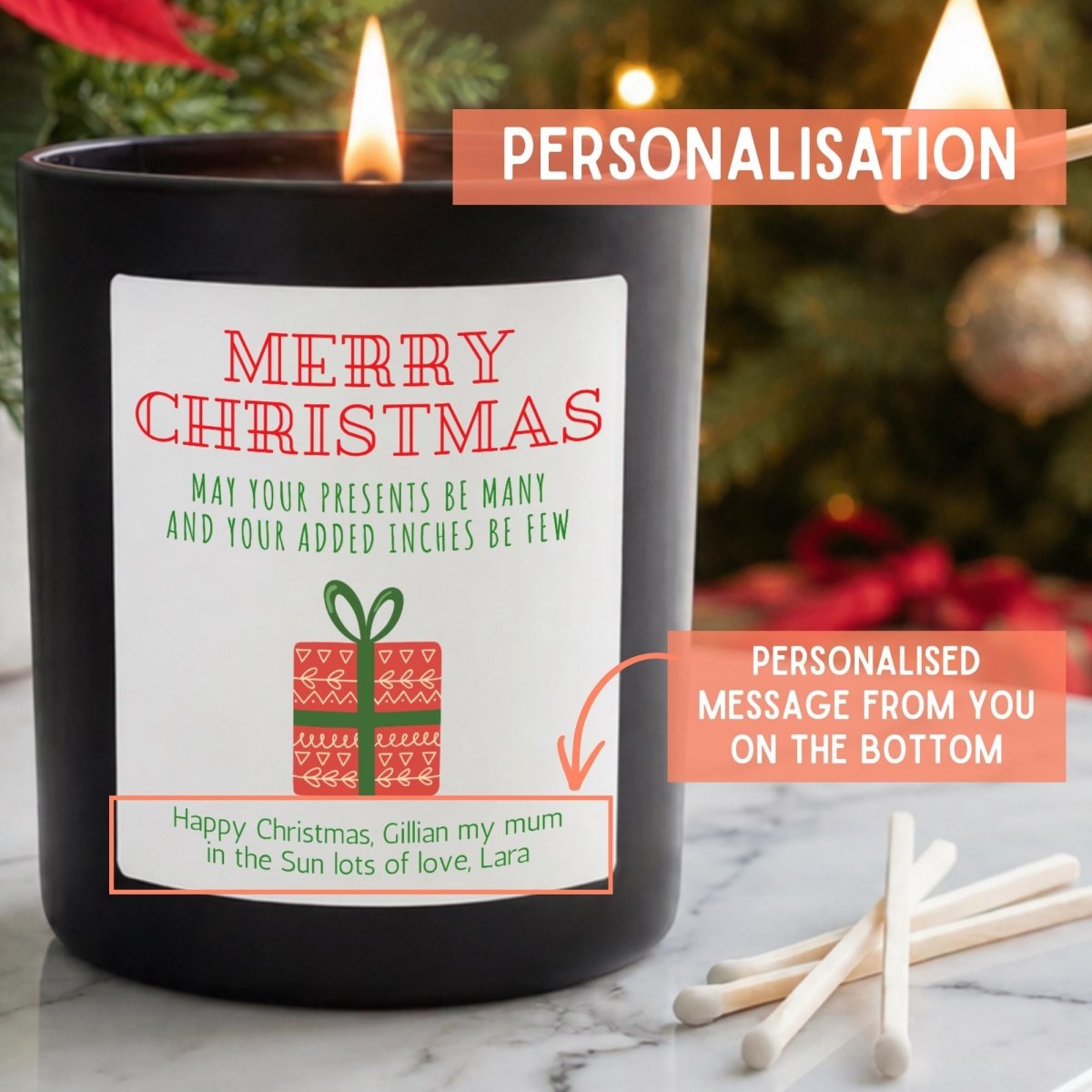 Personalised Christmas Candle, Funny Gift for Friends - The Word Shack