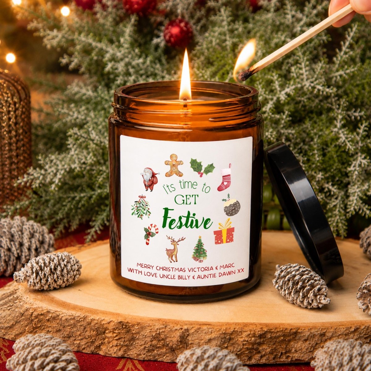 Personalised Christmas Candle, Time To Get Festive - The Word Shack