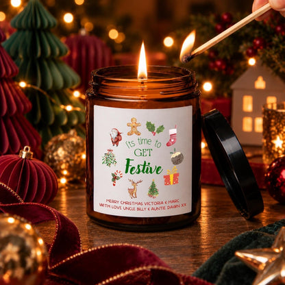 Personalised Christmas Candle, Time To Get Festive - The Word Shack
