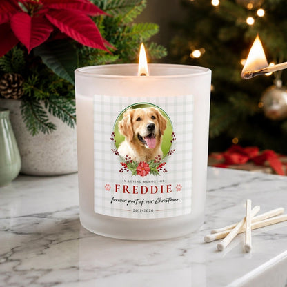 Personalised Christmas Pet Memorial Candle, Photo Remembrance Gift - The Word Shack