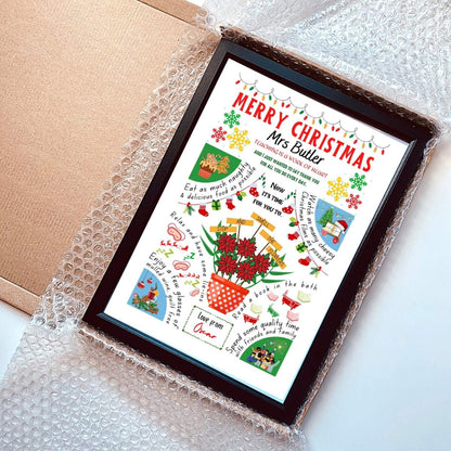 Personalised Christmas Thank You Teacher Print - The Word Shack