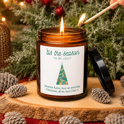 Personalised Christmas Tree Apothecary Candle, 'Tis the Season - The Word Shack