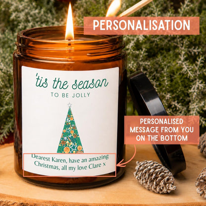 Personalised Christmas Tree Apothecary Candle, 'Tis the Season - The Word Shack