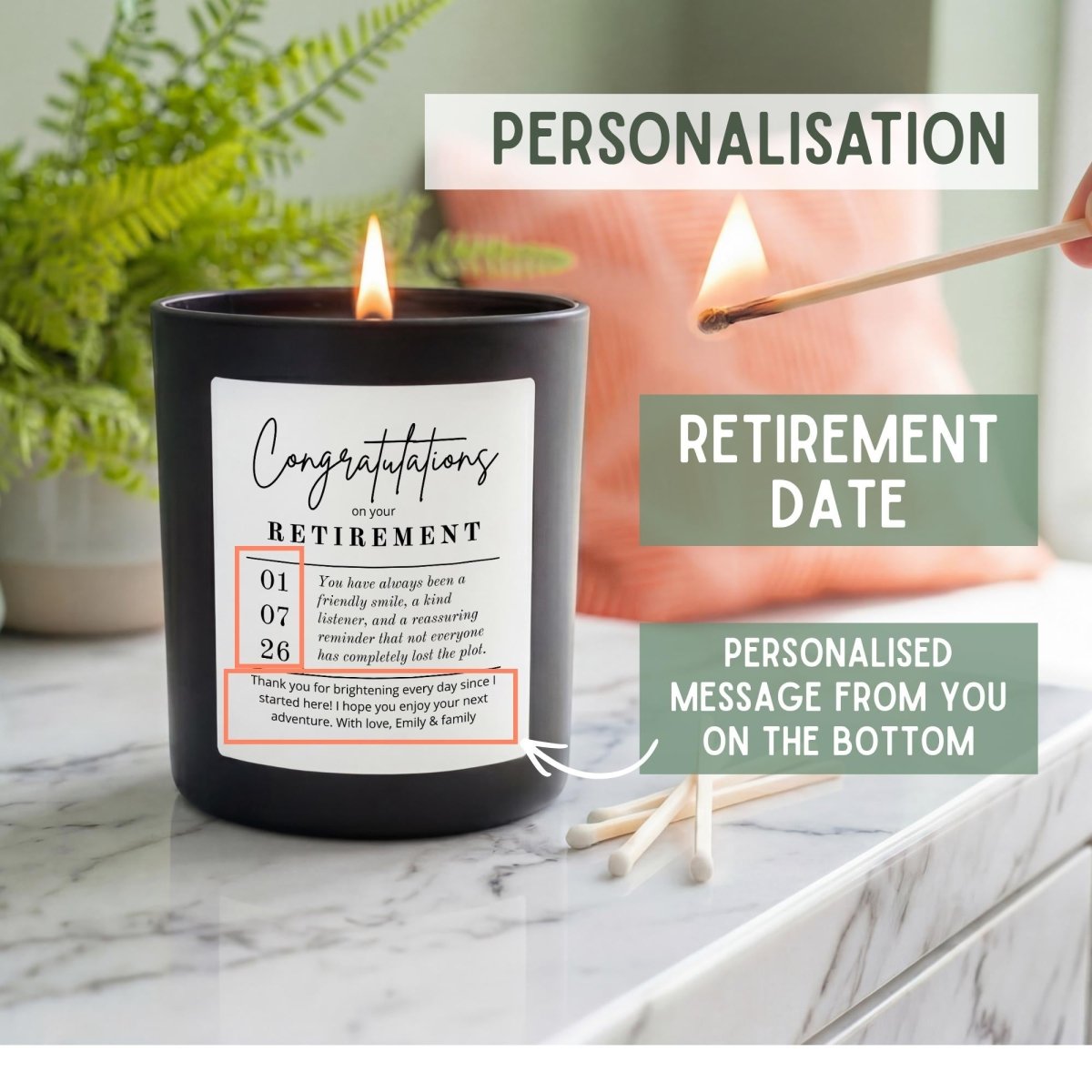 Personalised Congratulations On Your Retirement Candle - The Word Shack