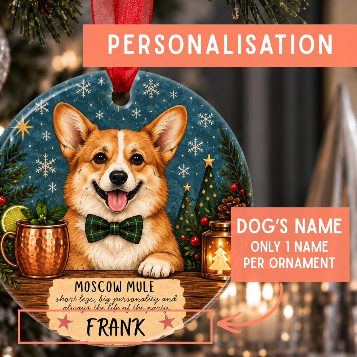 Personalised Corgi Christmas Ornament, Corgi Dog Gift - The Word Shack