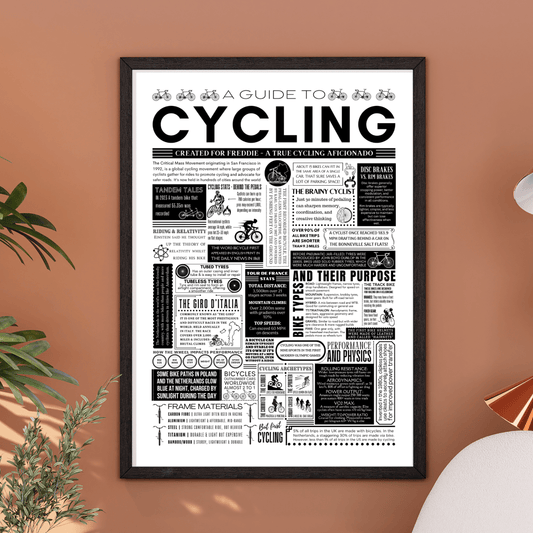 Personalised Cycling Facts Print – Custom Wall Art for Cyclists - The Word Shack