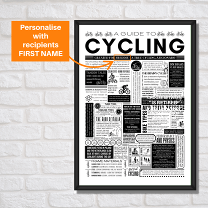 Personalised Cycling Facts Print – Custom Wall Art for Cyclists - The Word Shack