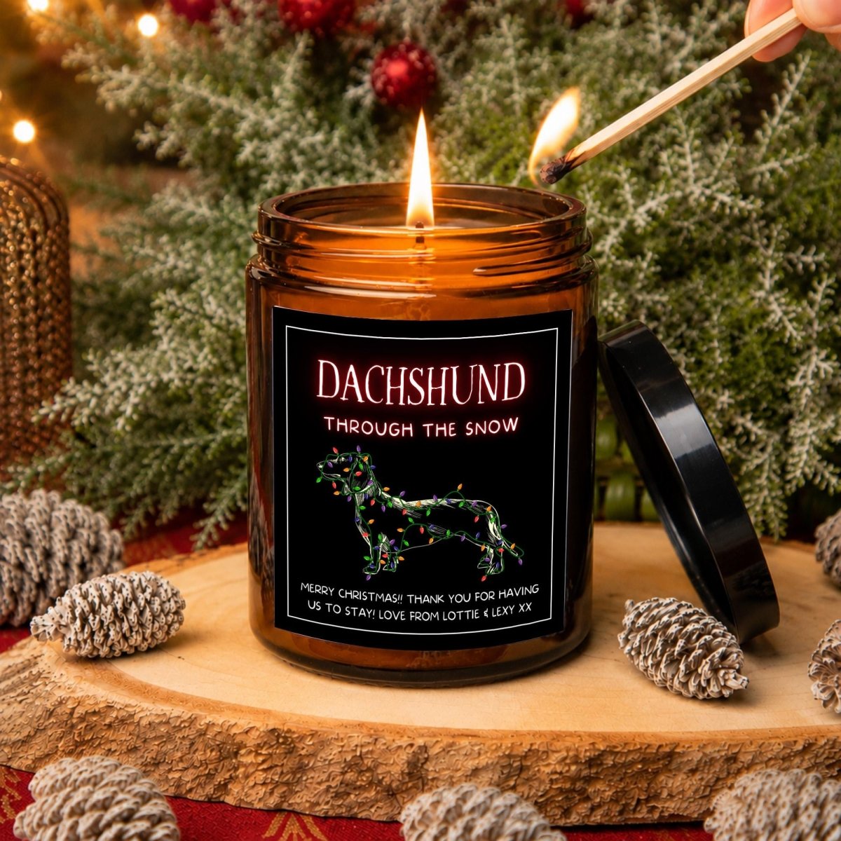 Personalised Dachshund Christmas Apothecary Candle, Sausage Dog Lover Gift - The Word Shack