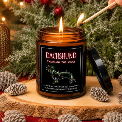 Personalised Dachshund Christmas Apothecary Candle, Sausage Dog Lover Gift - The Word Shack