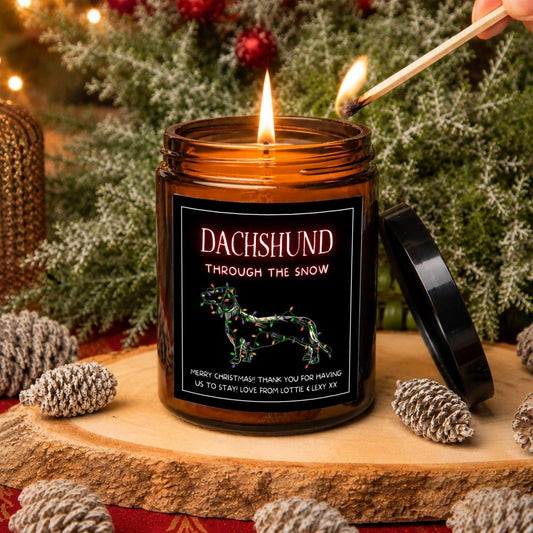 Personalised Dachshund Christmas Apothecary Candle, Sausage Dog Lover Gift - The Word Shack