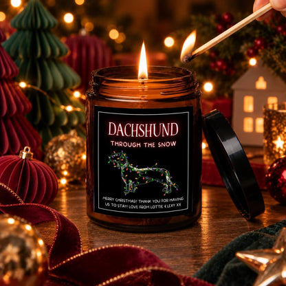 Personalised Dachshund Christmas Apothecary Candle, Sausage Dog Lover Gift - The Word Shack