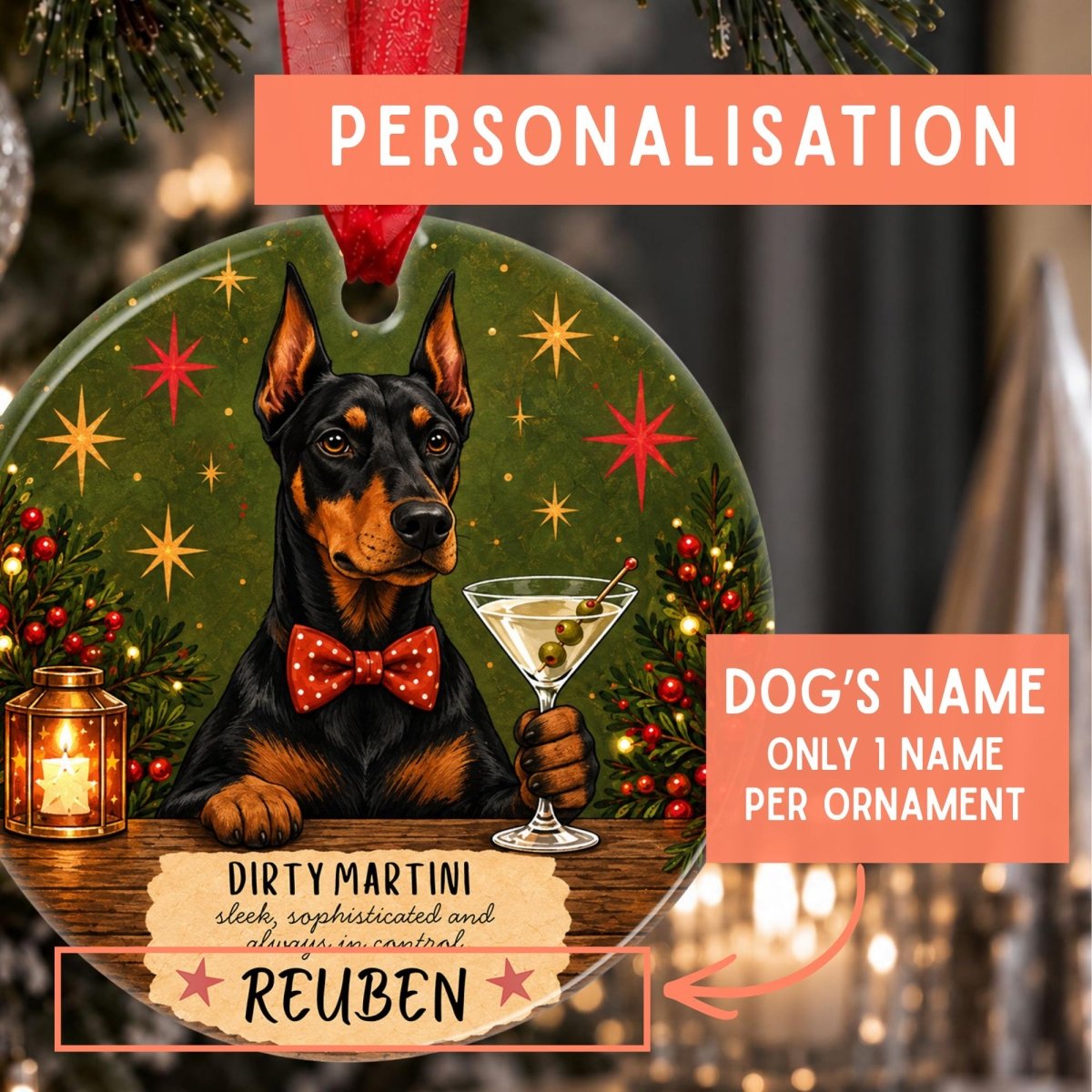 Personalised Doberman Christmas Bauble - The Word Shack