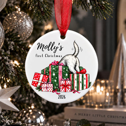 Personalised Dog's First Christmas Bauble, Christmas Presents Design - The Word Shack