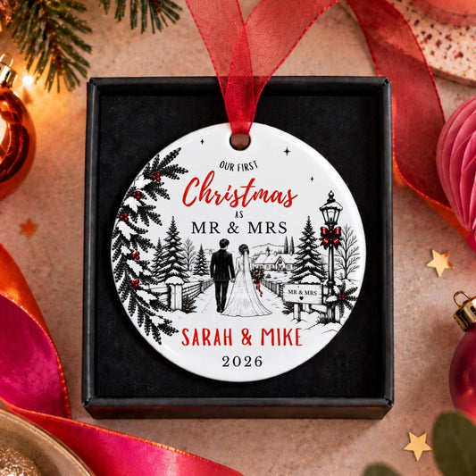 Personalised First Christmas as Mr & Mrs Bauble, Newlywed Gift - The Word Shack