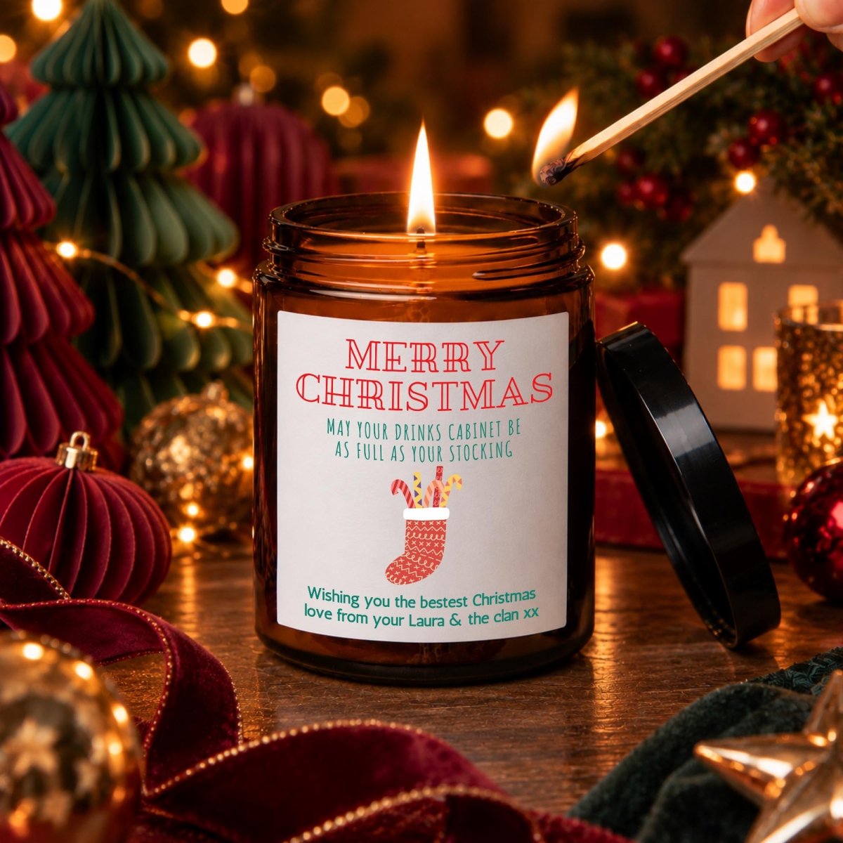 Personalised Funny Christmas Apothecary Candle, Drinks Lover Gift - The Word Shack