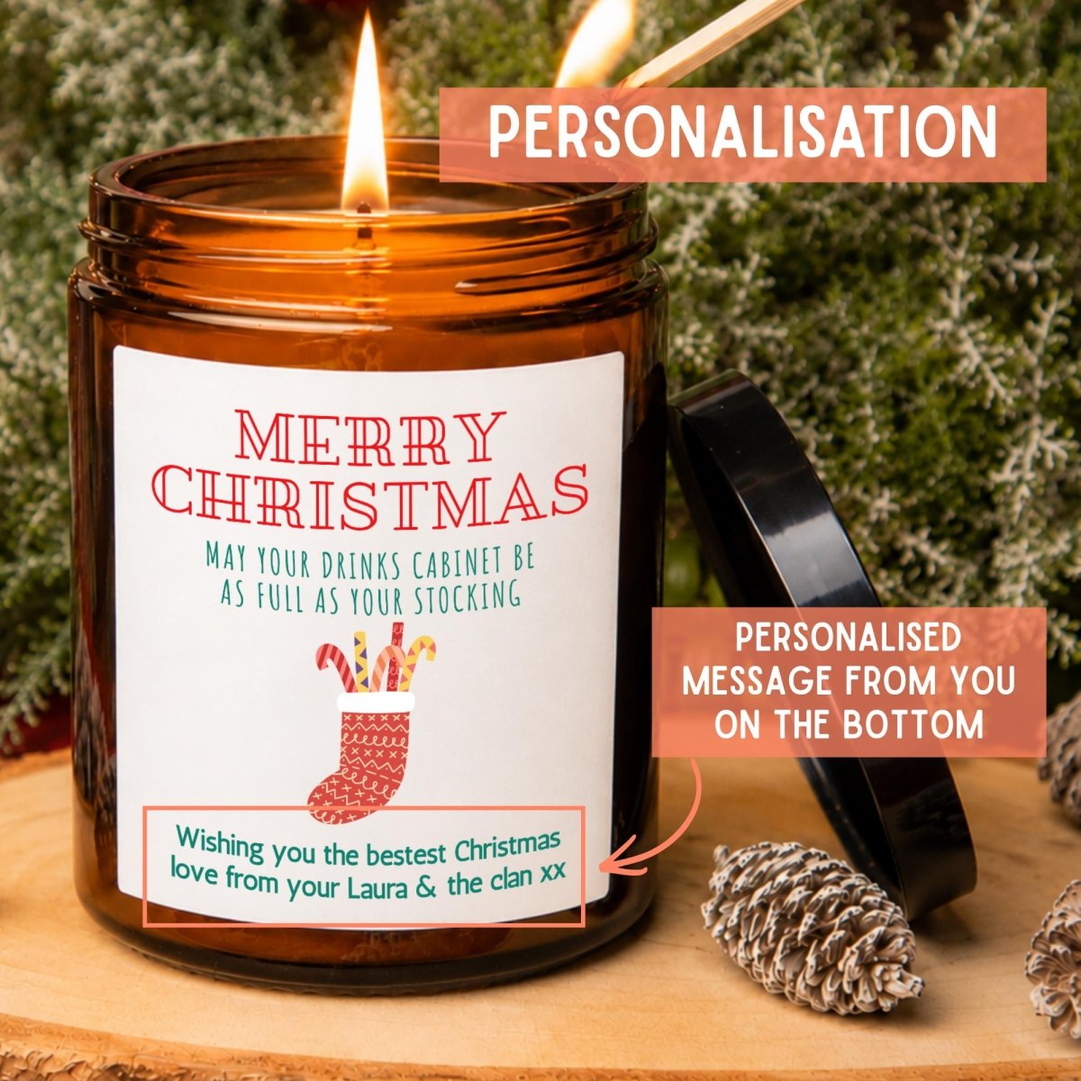Personalised Funny Christmas Apothecary Candle, Drinks Lover Gift - The Word Shack