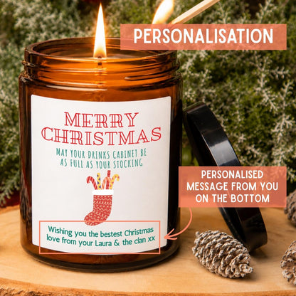Personalised Funny Christmas Apothecary Candle, Drinks Lover Gift - The Word Shack