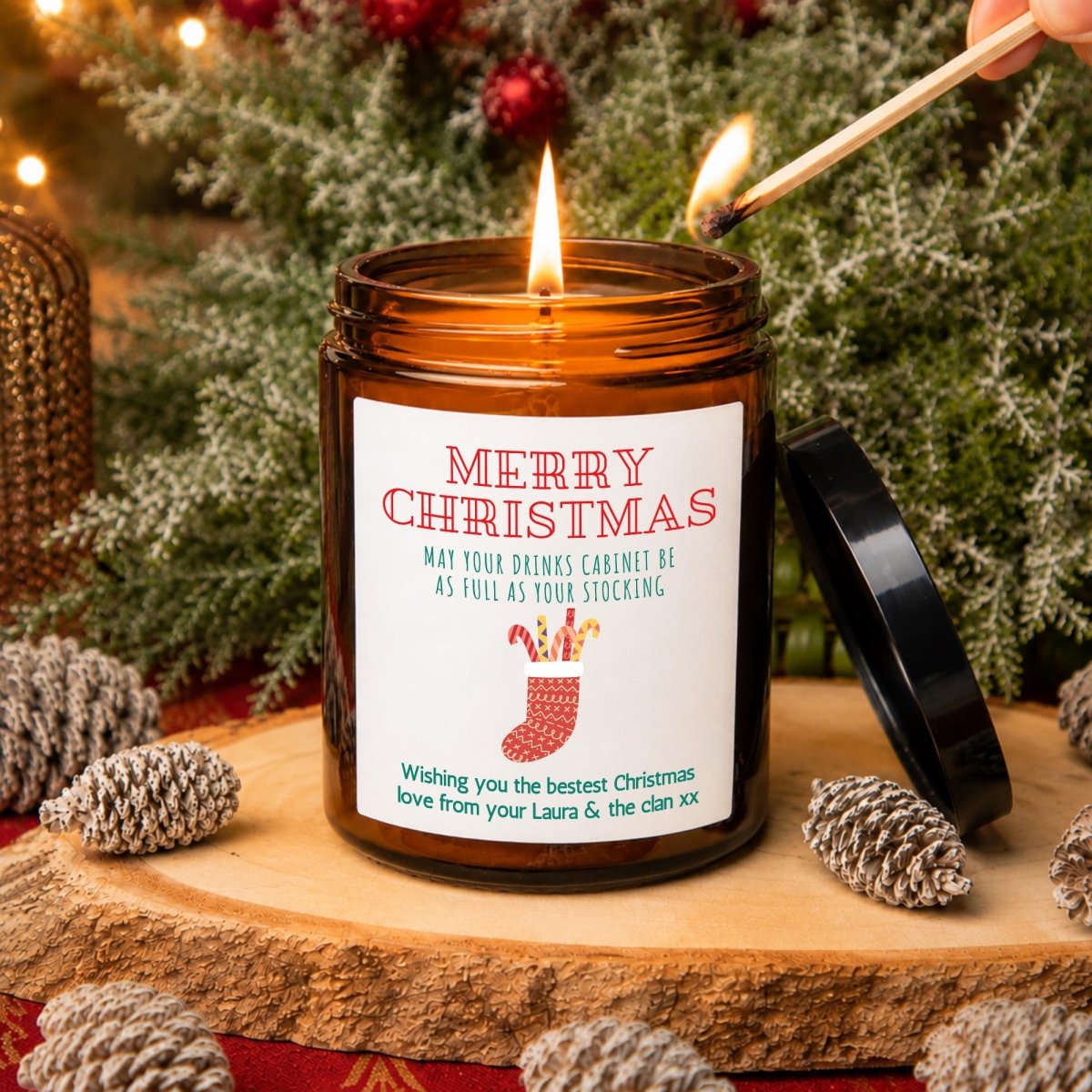 Personalised Funny Christmas Apothecary Candle, Drinks Lover Gift - The Word Shack