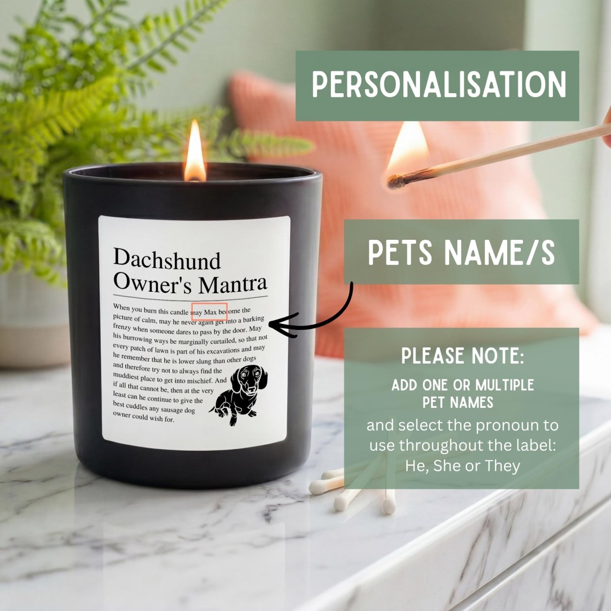Personalised Funny Dachshund Candle - The Word Shack