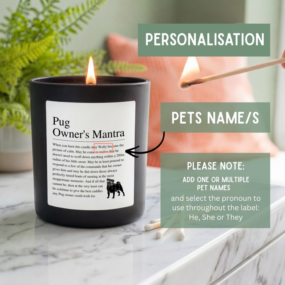Personalised Funny Pug Candle - The Word Shack