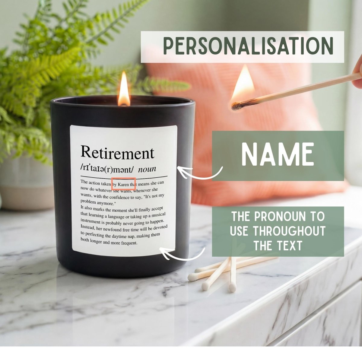 Personalised Funny Retirement Definition Candle - The Word Shack