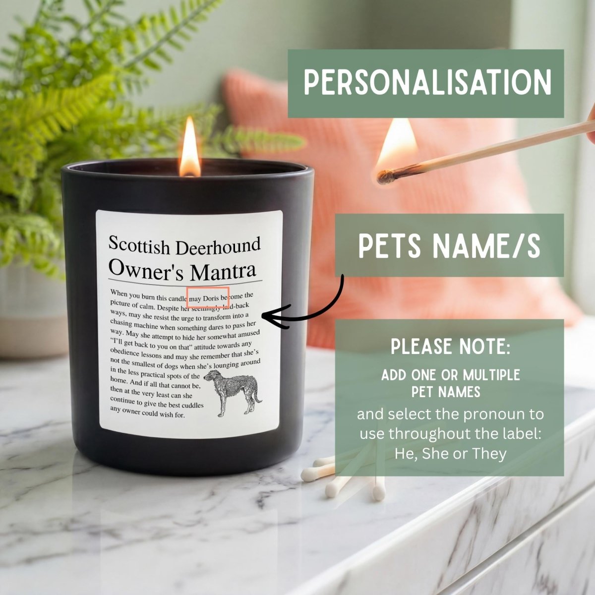 Personalised Funny Scottish Deerhound Candle - The Word Shack