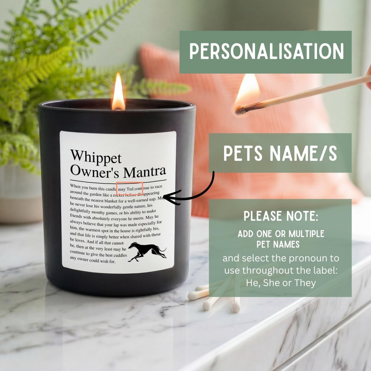 Personalised Funny Whippet Candle - The Word Shack