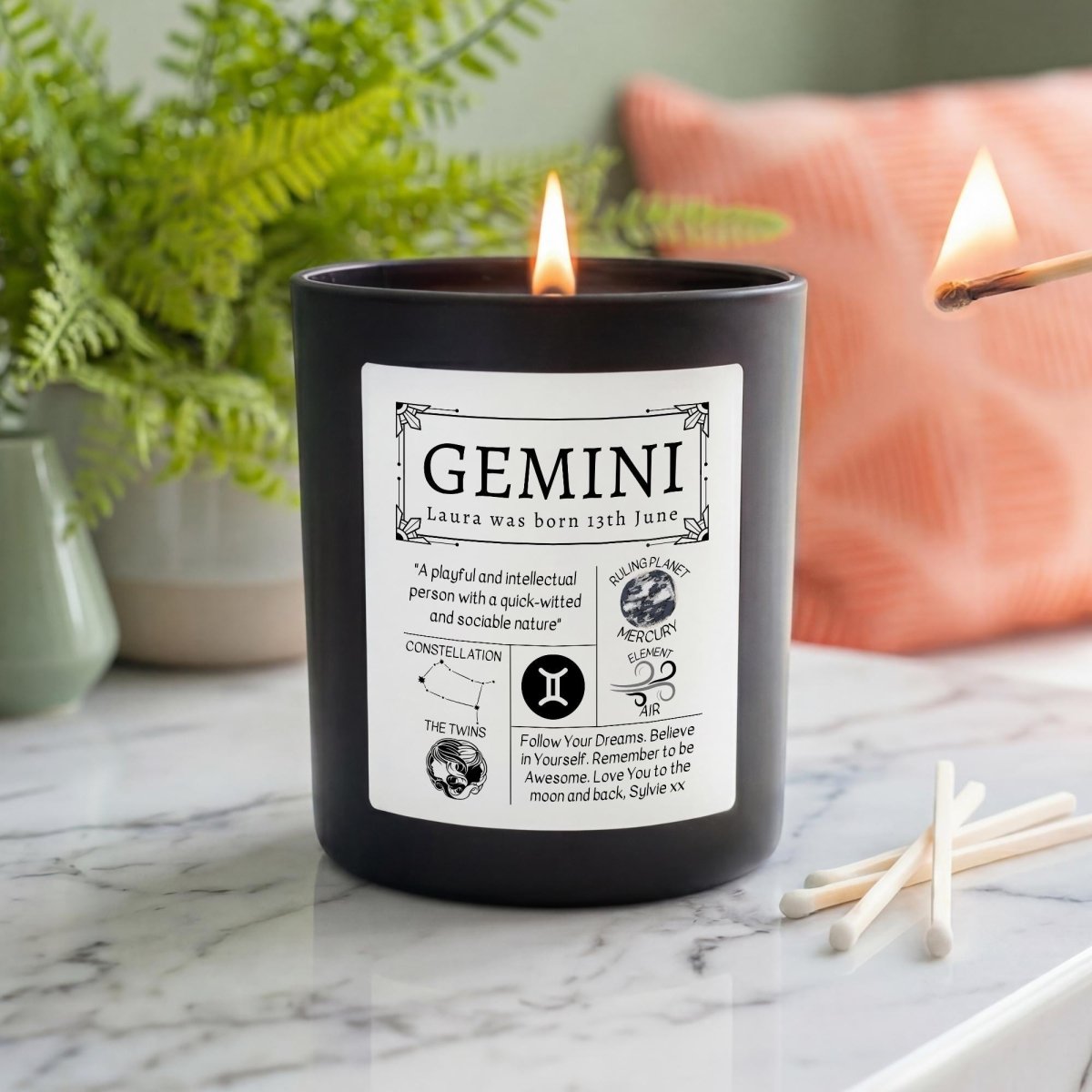 Personalised Gemini Star Sign Candle - The Word Shack