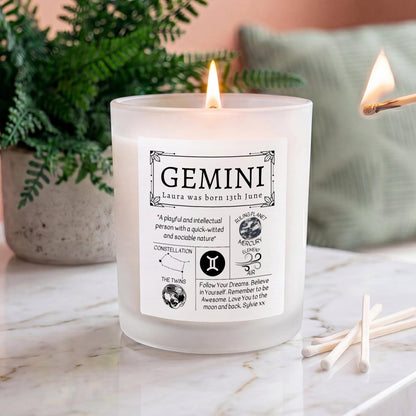 Personalised Gemini Star Sign Candle - The Word Shack