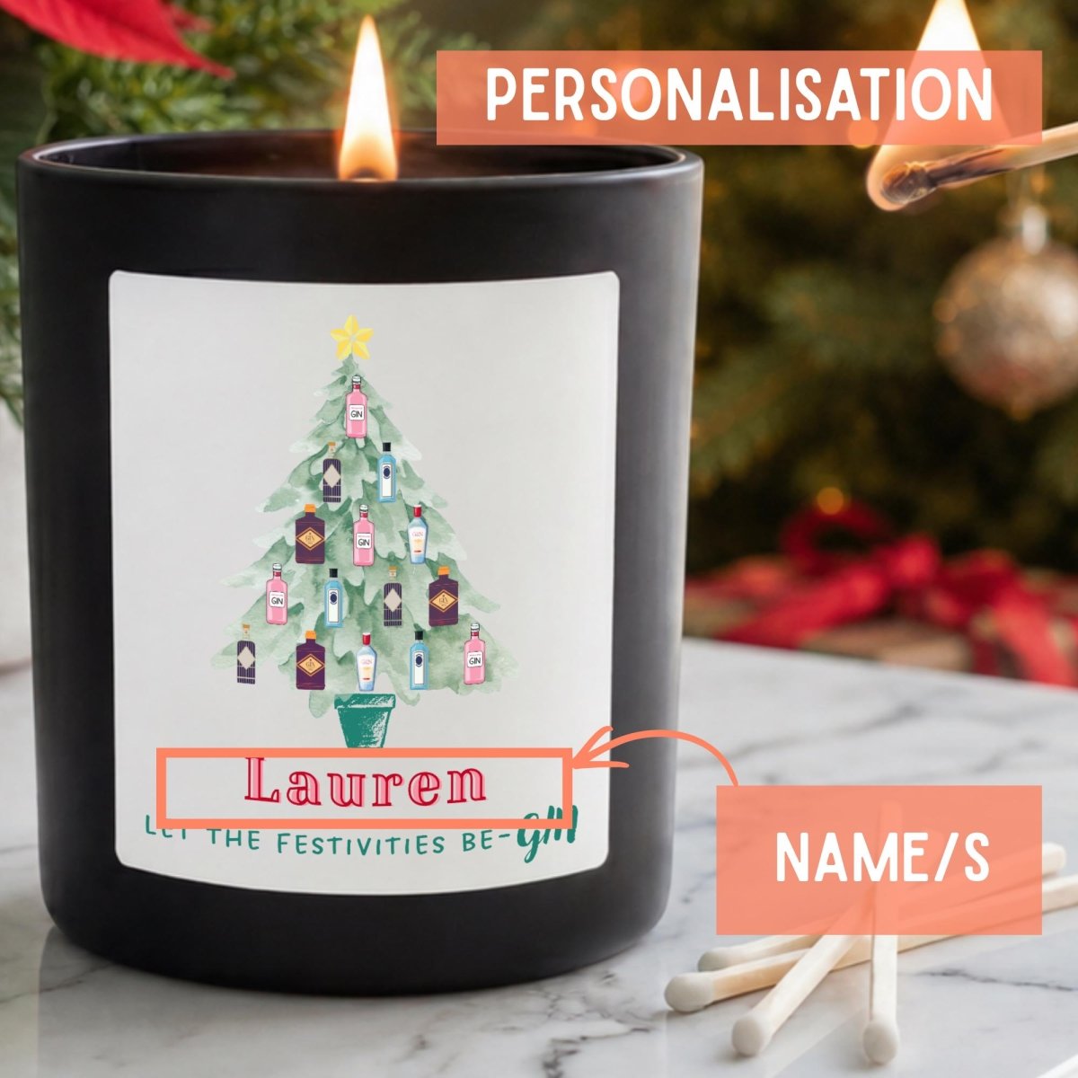 Personalised Gin Christmas Candle, Funny Gift for Gin Lovers - The Word Shack