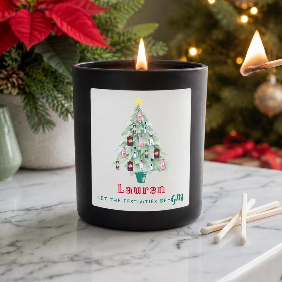 Personalised Gin Christmas Candle, Funny Gift for Gin Lovers - The Word Shack