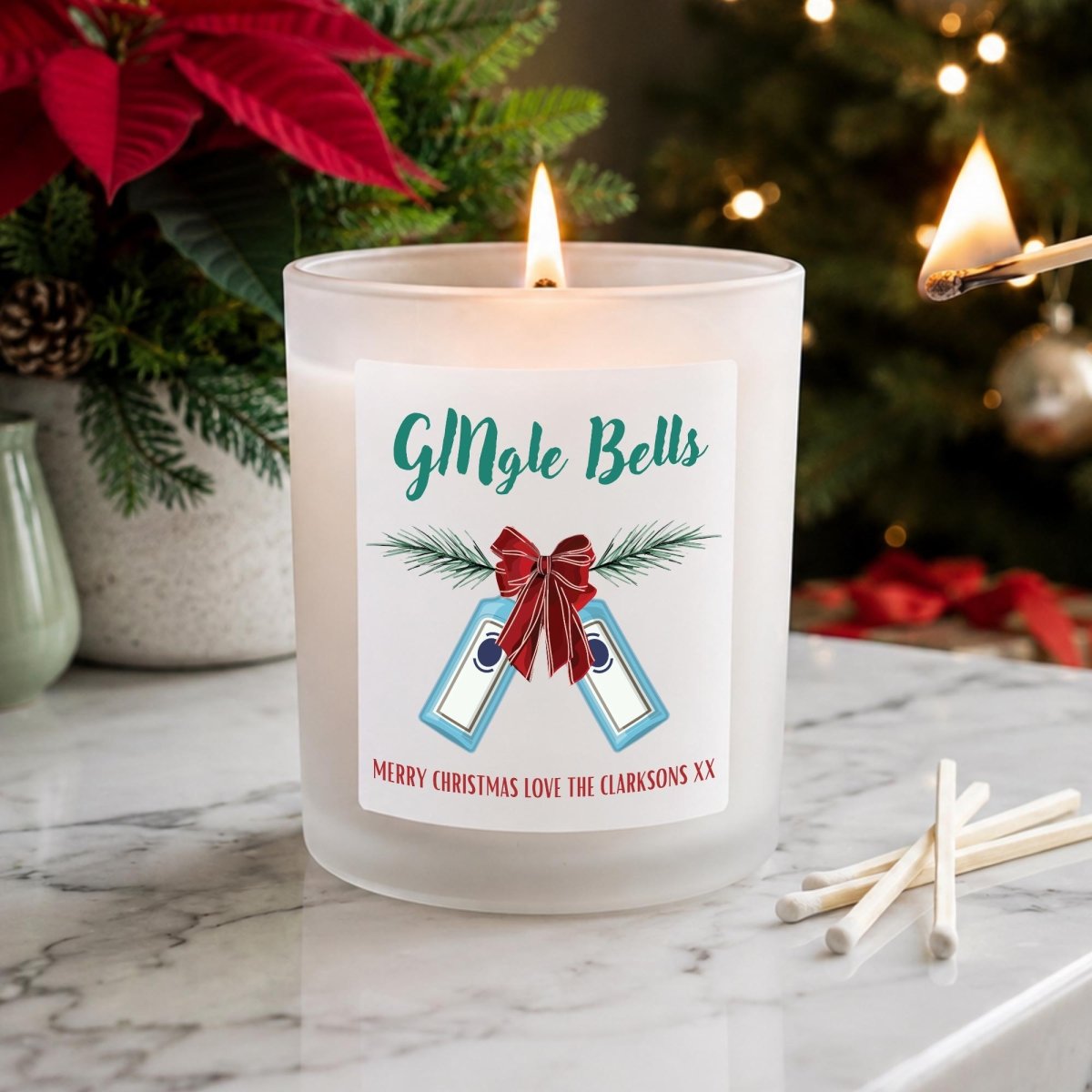 Personalised Gin Christmas Candle, Funny GINgle Bells Gift - The Word Shack