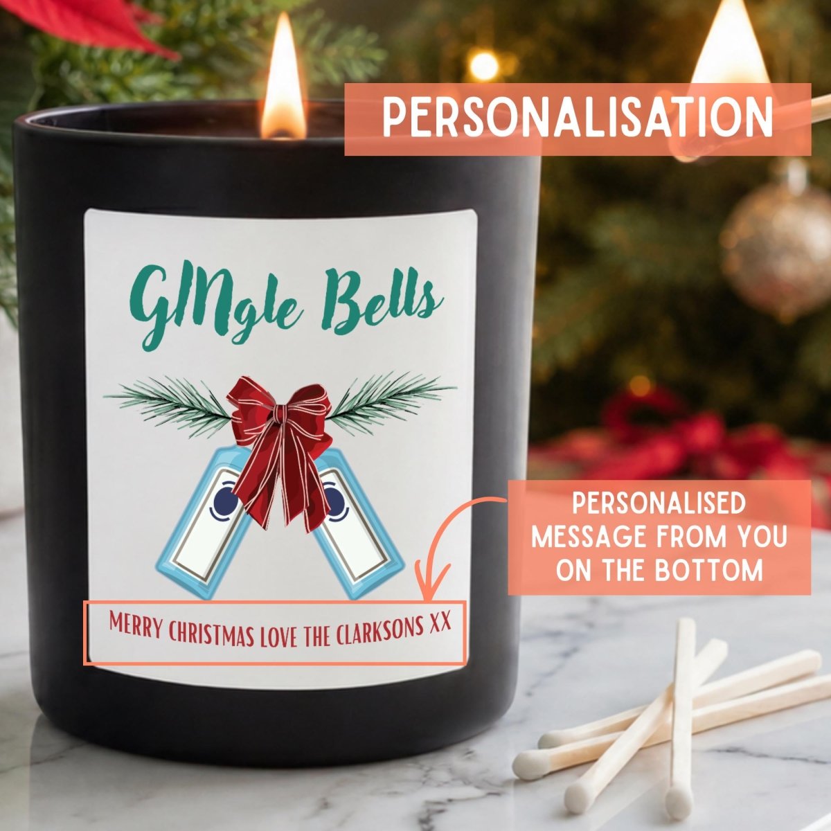 Personalised Gin Christmas Candle, Funny GINgle Bells Gift - The Word Shack