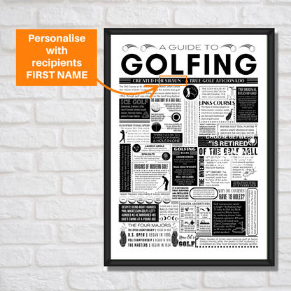 Personalised Golf Facts Print – Custom Wall Art for Golfers - The Word Shack