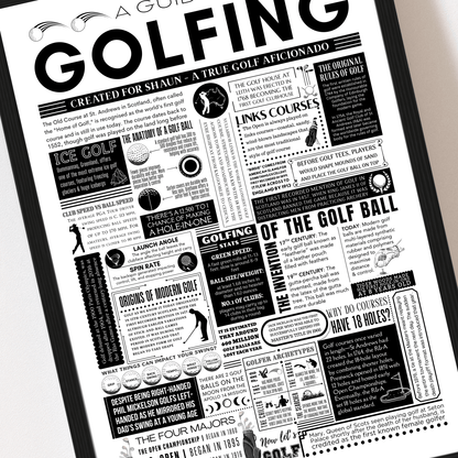 Personalised Golf Facts Print – Custom Wall Art for Golfers - The Word Shack