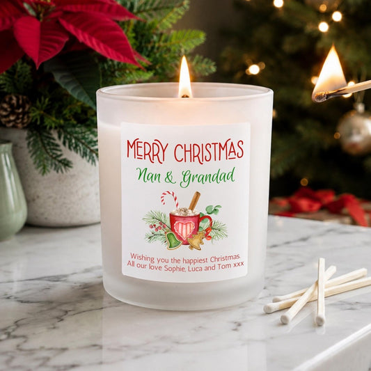Personalised Grandparents Christmas Candle, Gift from Grandchildren - The Word Shack